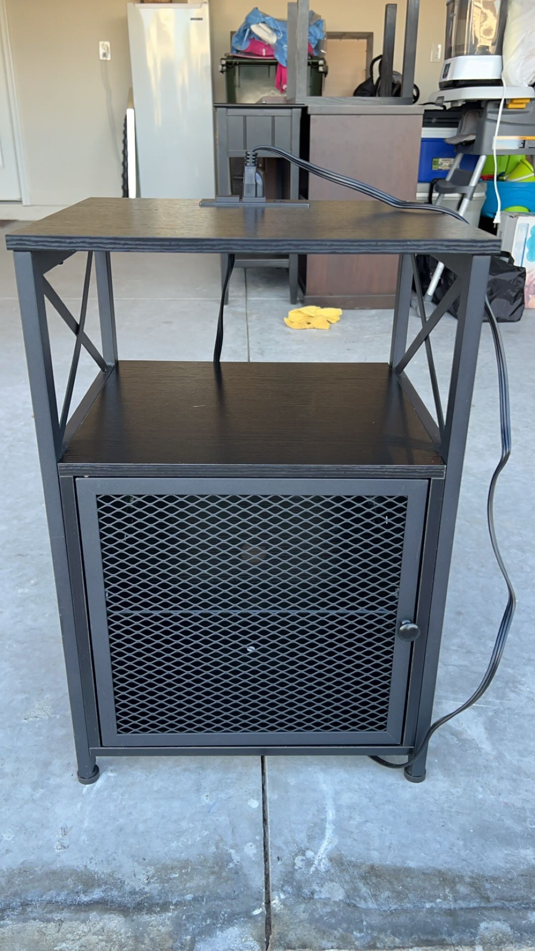 Black End Table With Charging Outlets