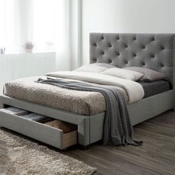 NEW Twin Size Tufted bed With Storage Grey color 