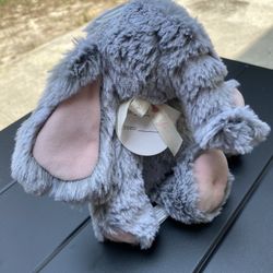 Demdaco Elephant Plush Rattle Luxe Soft Pink Gray Stuffed Baby Toy Lovey NEW