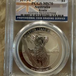 2015-P 1oz PCGS MS70 AUSTRALIA KOALA SILVER COIN 