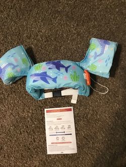Blue shark kids swim vest