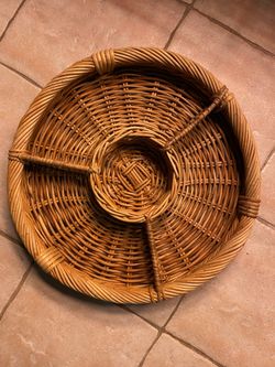 Vintage Rattan Basket Tray