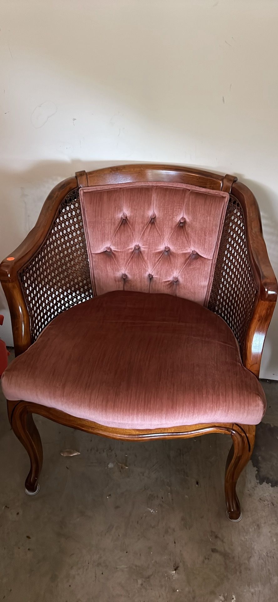 1929 Occasional Chair With Woven Sides, Solid Wood 