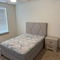 Queen Matress, Frame Bed, Night Stand
