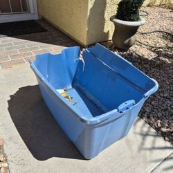FREE!  30 Gallon Blue Sterilite damaged plastic storage bin, commonly referred to as a tote box