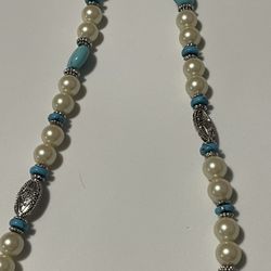 Chaps 36” Necklace Pearls /Turquoise 