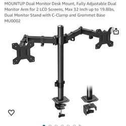 MOUNTUP Dual Monitor Desk Mount, Fully Adjustable Dual Monitor Arm for 2 LCD Screens
