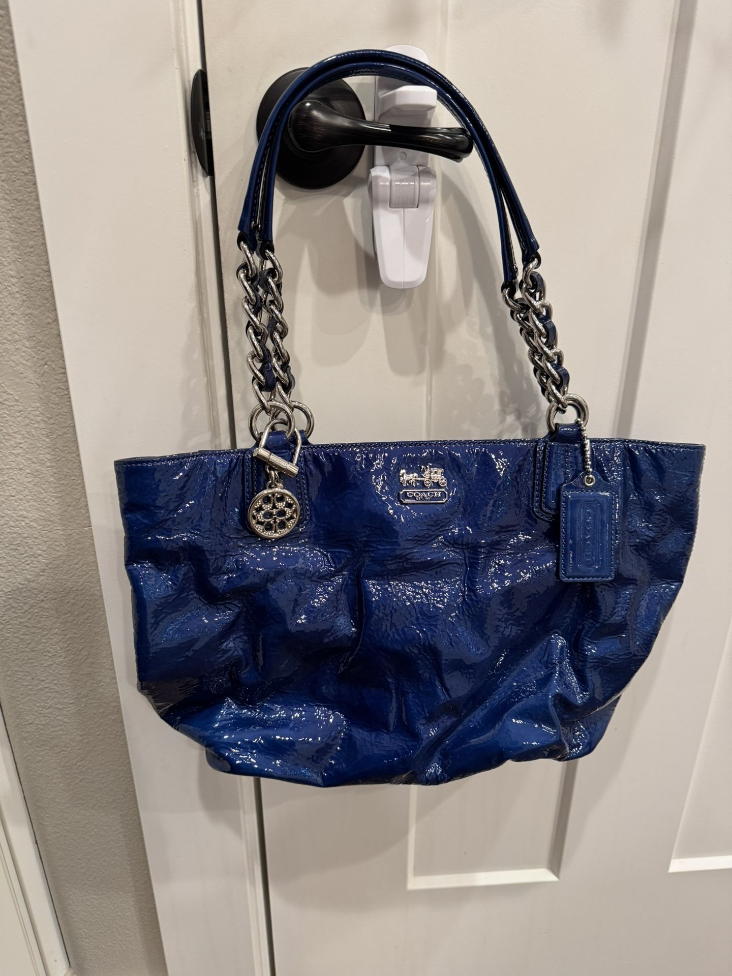 Coach Blue Patent Leather Handbag