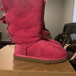 Pink Uggs 3 Bow Boots