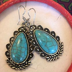 Turquoise earrings silver tribe