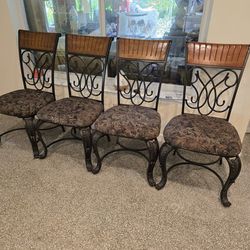 4 Chairs From Wood And Metal 10 $ Dollars Each