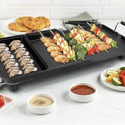 3-in-1 Electric Nonstick Griddle Grill 1800W,Teppanyaki Grill with Removable Temperature Control & Drip Tray for Pancakes Burgers Eggs,22"x 10.5"