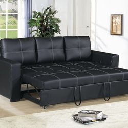 New Black Pull Out Sofa Couch