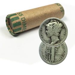 (3) Silver $5 Mercury Dime Rolls