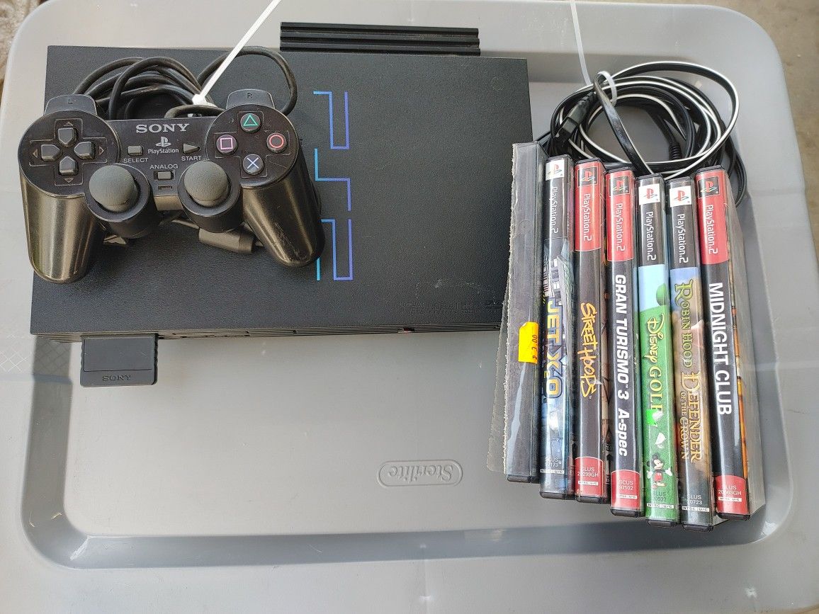 Ps2 With Controller Games and Memory Card