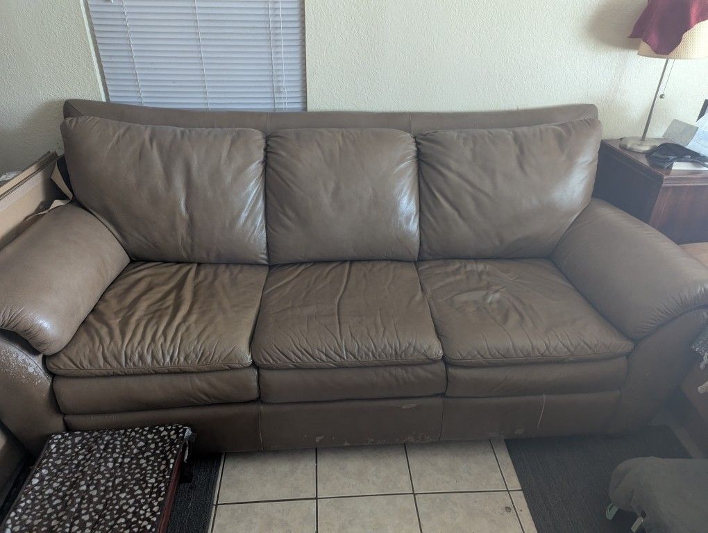 Brown Leather Couch 