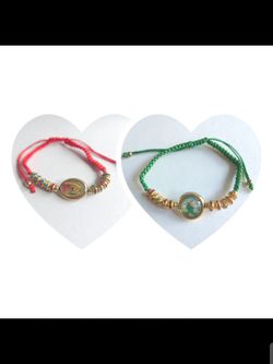 Red & Green Religious Bracelets Our Lady Guadalupe Saint Jude