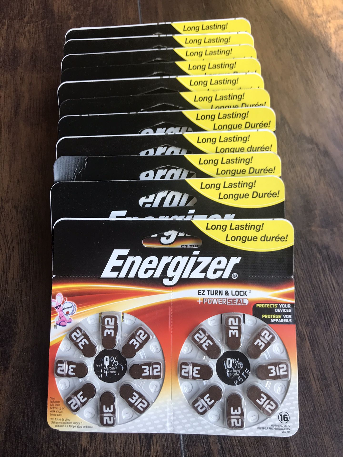 Energizer 312 EZ Turn & Lock Hearing Aid Batteries 16 Count. Lot of 13. Brand New Never Used.