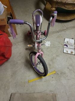 Girls Pink and Purple Kids Bike with Training Wheels