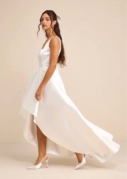 White Satin High-Low Bridal Dress