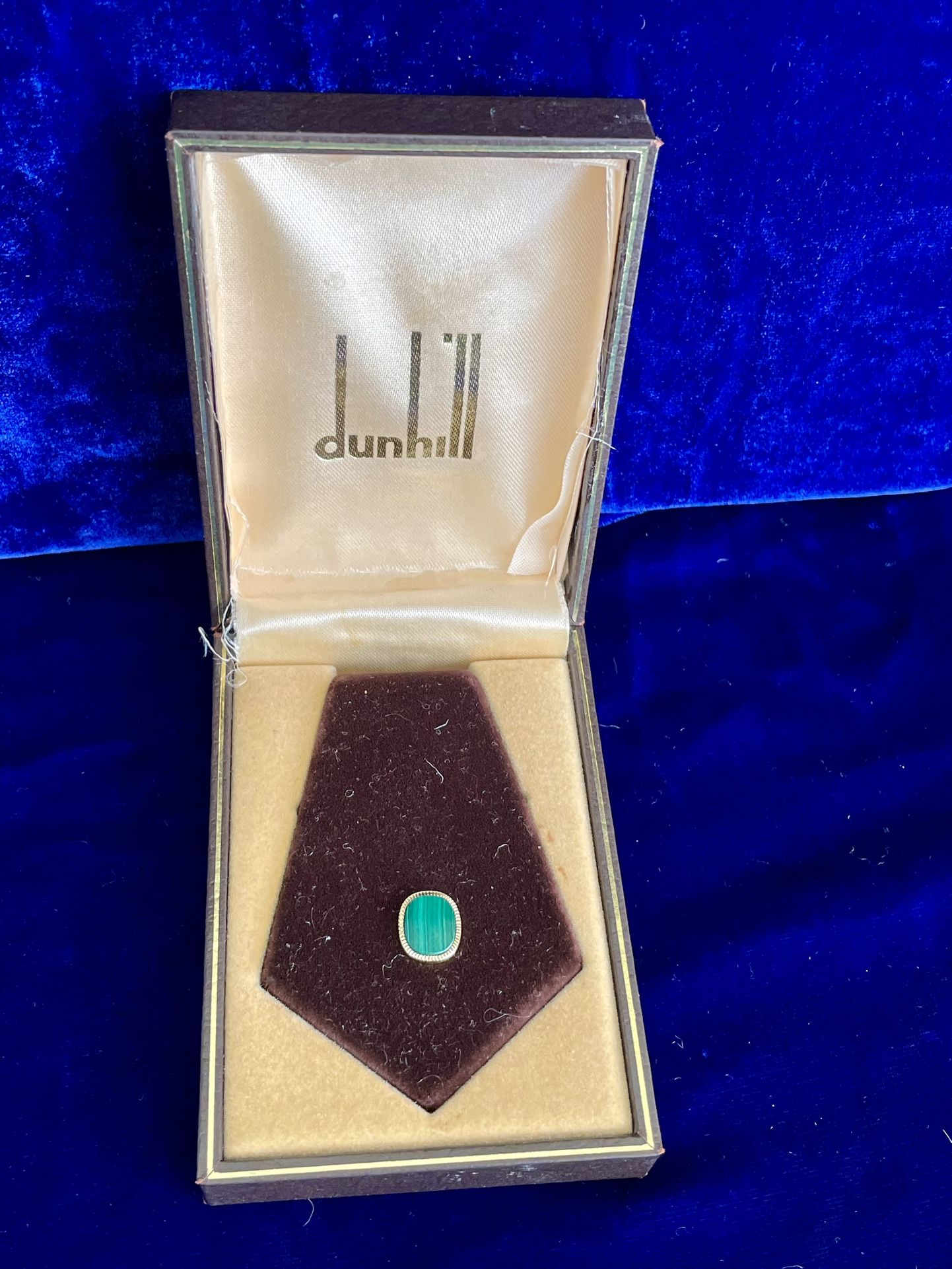 Authentic Dunhill Tie Pin Limited Edition Malachite 925 Silver NOS Full Set