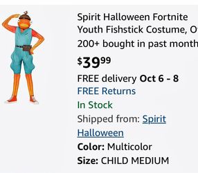 Spirit Halloween Fortnite Fishstick Youth Costume