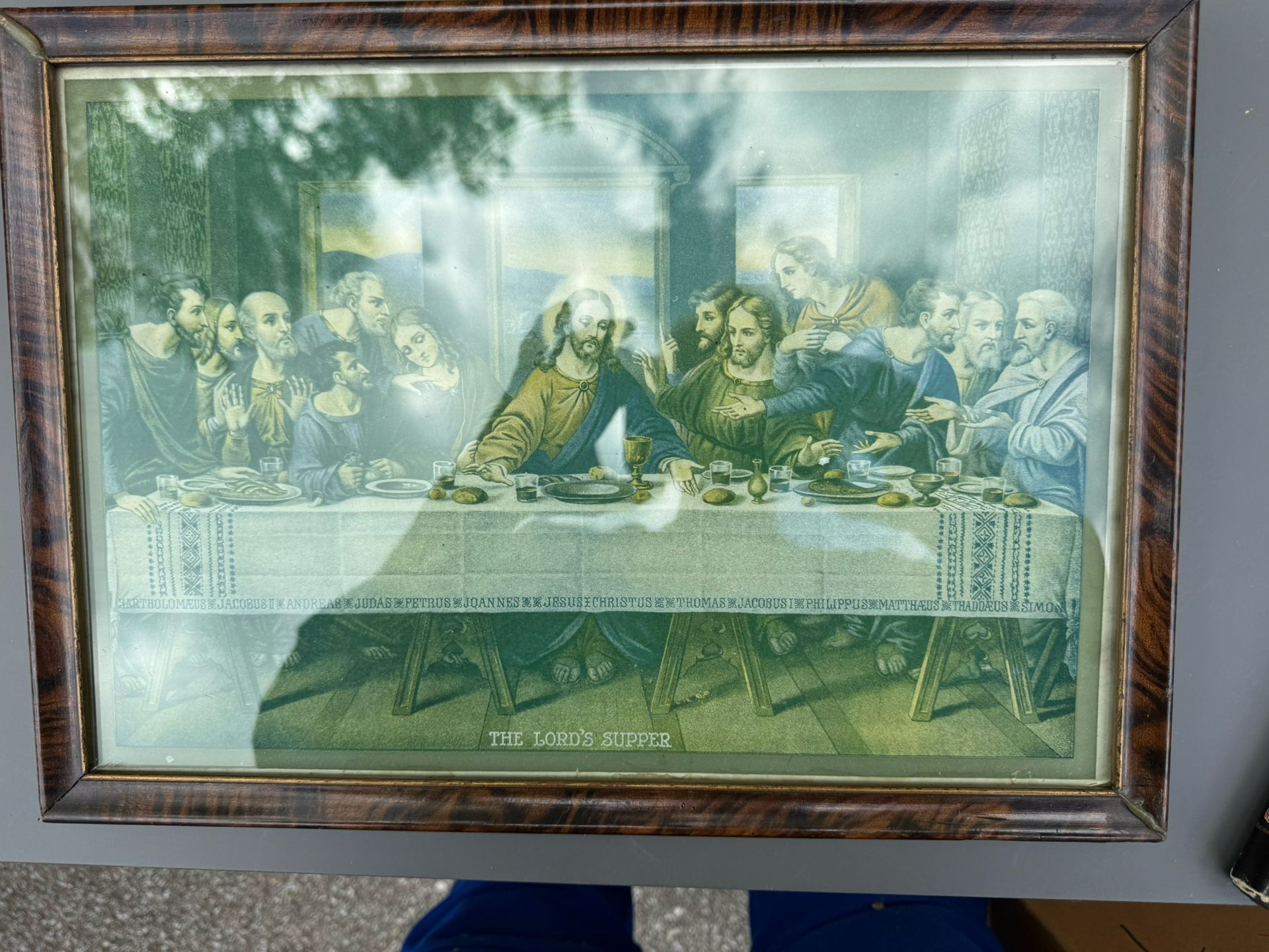 Vintage The Last Supper Color  Picture Print Framed  Jesus Wall Art Display