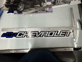 Blue Chevrolet C/k Tailgate Vynil With Masking Tape Vinyl Sticker