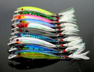 Largemouth Bass Minnow Baits Tackle Fishing Lures Brand New 10pack