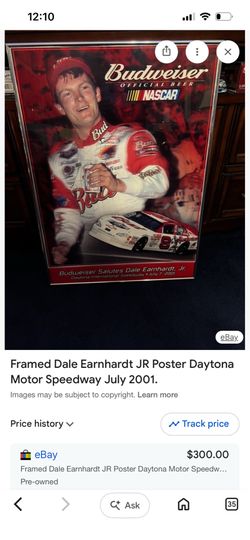Dale Earnheardt Budweiser NASCAR framed . Original price over $300