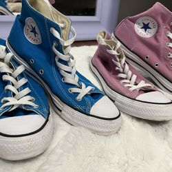 Blue & Pink All Star Chuck Taylor Classic Converse High Tops Size 8 (LIKE NEW CONDITION) - $90