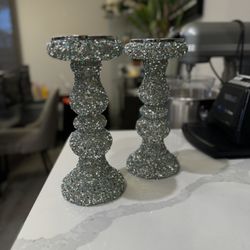 Glitter Candle Holder Set Of 2
