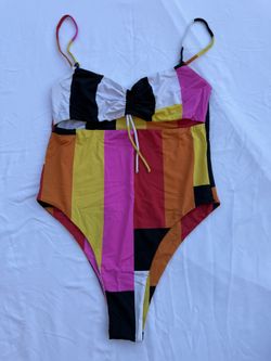 San Lorenzo Colorful Blocked Stripe Bikini One Piece