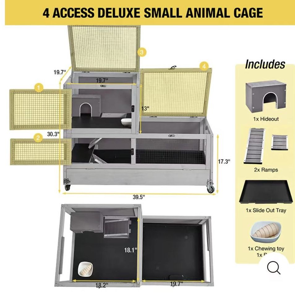 🥨Aivituvin-AIR57 Wooden Hamster Cage for Dwarf Syrian Hamster👀item in the boxe