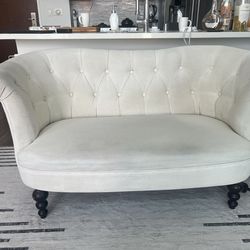 58”L 31”H 23” D Love Seat Cute Upholstered Buttoned Classic Winged LoveSeat