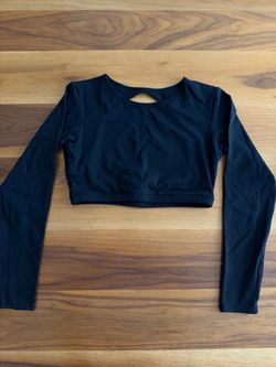 Black Long Sleeve Crop Top open back- small