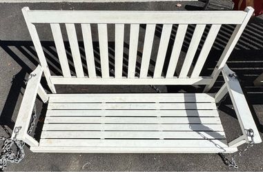 White Wood Porch Swing with Chains