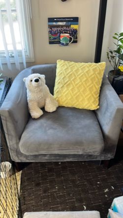 Arm chair with gray cover