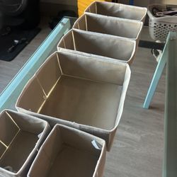 Set of 6 Beige Fabric Drawer Organizers – Foldable Storage Bins (MOVING OUT SALE)