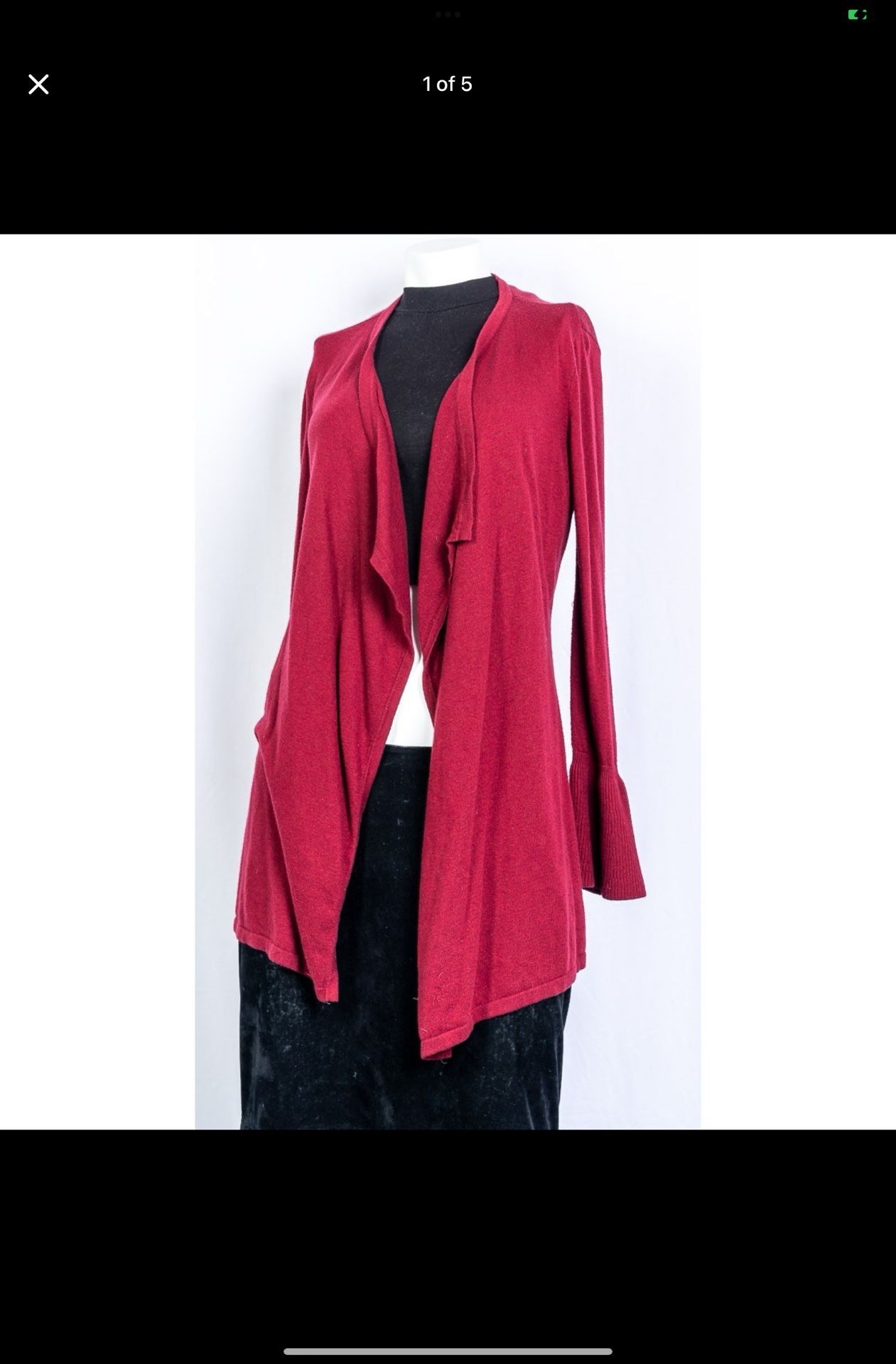 White House Black Market - Red waterfall bell sleeve cardigan sz S