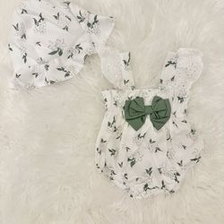 Baby Girl Romper 1-3 Months Old With Hat 