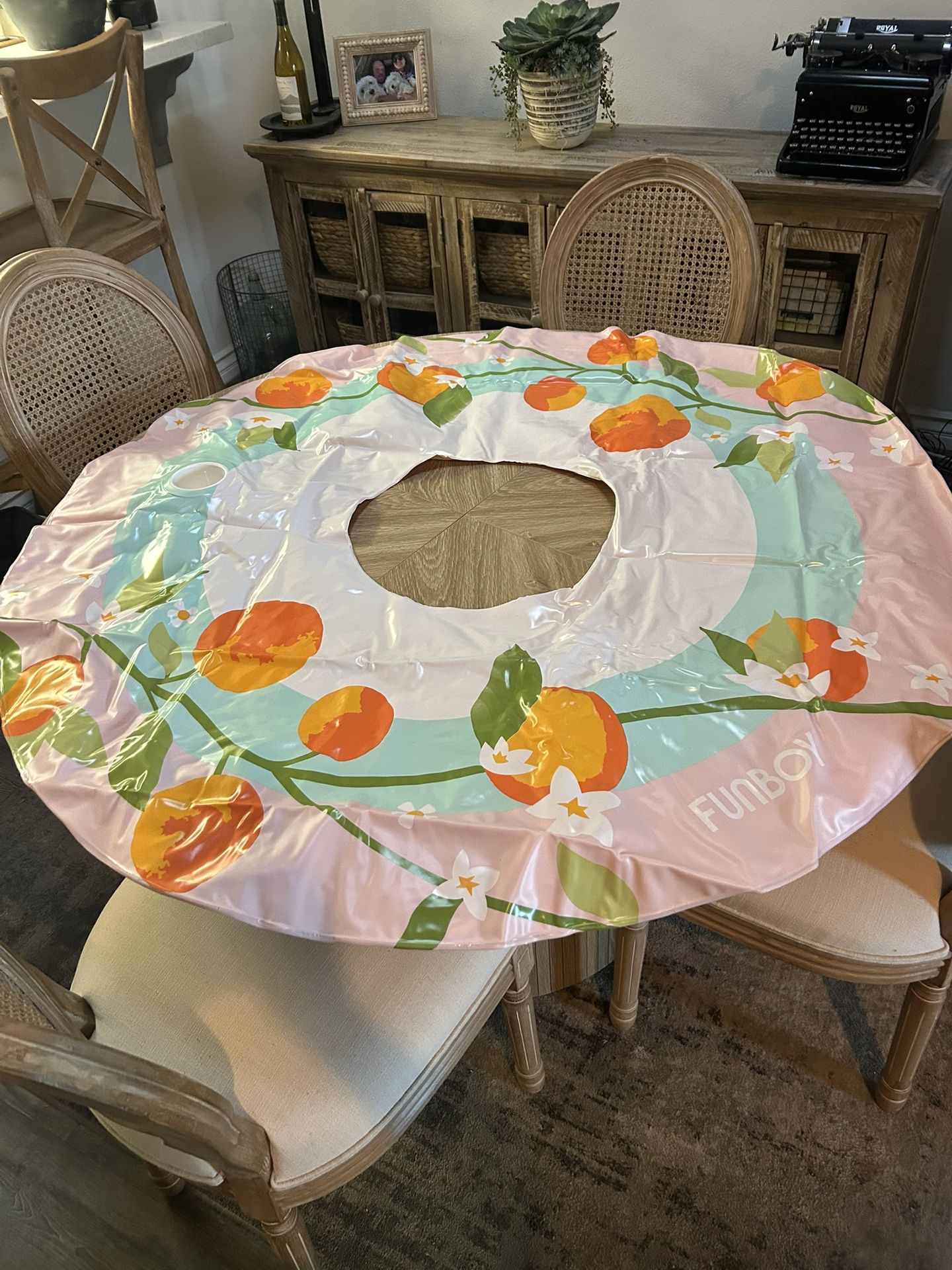 NEW 4 Ft Large Round Inflatable Pool Float With Bottle Holder