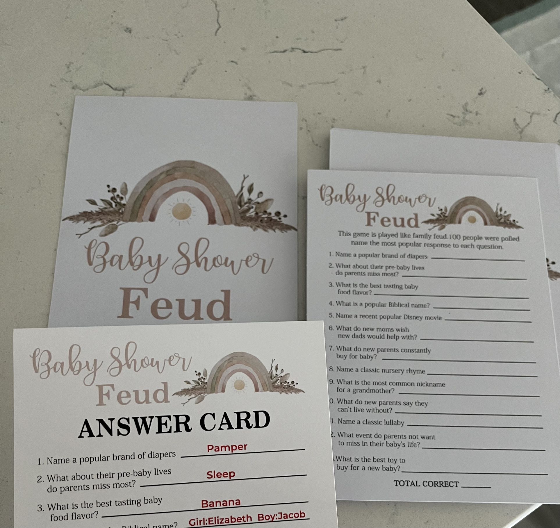 Baby Shower Activity Cards