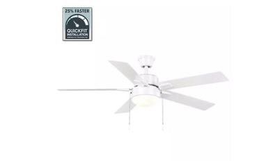 Hampton Bay 52 in. Corwin Indoor/Outdoor Matte White LED Ceiling Fan with Light Kit