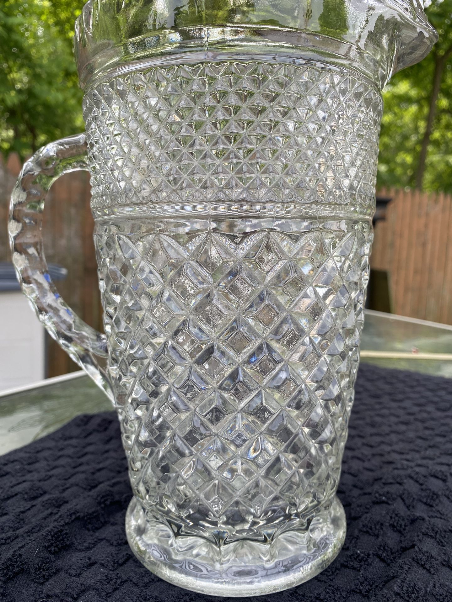 Vintage Anchor Hocking Wexford Pattern 64oz Pitcher, Large Clear Glass 9.5" Tall