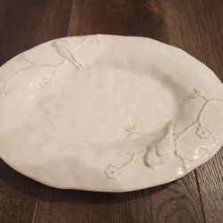 Large Nocal LDA Plates Bird On Branch Embossed Ivory Color 16"x12 "Made In Portugal , Great Condition 