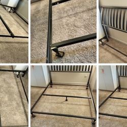 METAL QUEEN BED FRAME ON WHEELS/ EASY TO ASSEMBLE/ REASONABLE OFFERS WELCOME