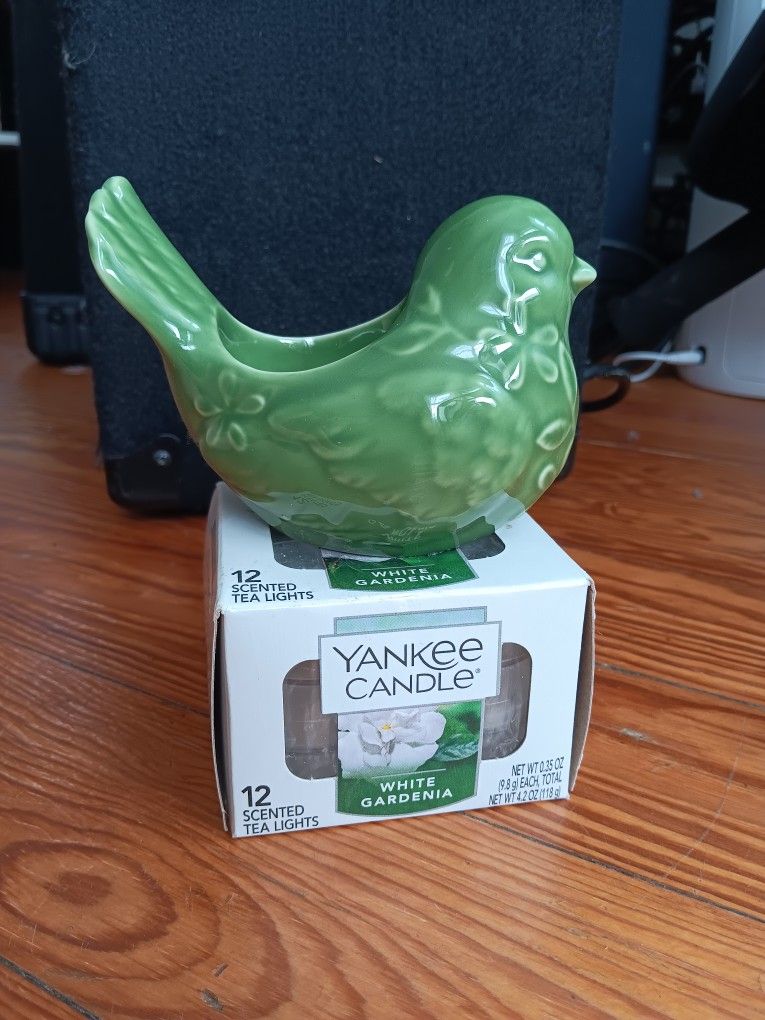 Yankee Candle White Gardenia & Ceramic 🐦Holder