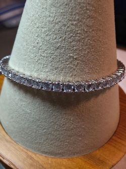 Tennis Bracelet  CZ 7" 3.3mm Box Clasp 925 Sterling Silver