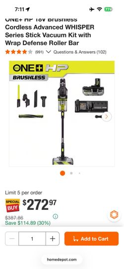 Ryobi one+ hp vacuum